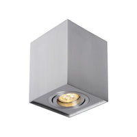 Faretto da soffitto LED quadrato Spectrum con attacco GU10, alluminio argento, design inclinabile per illuminazione flessibile, IP20