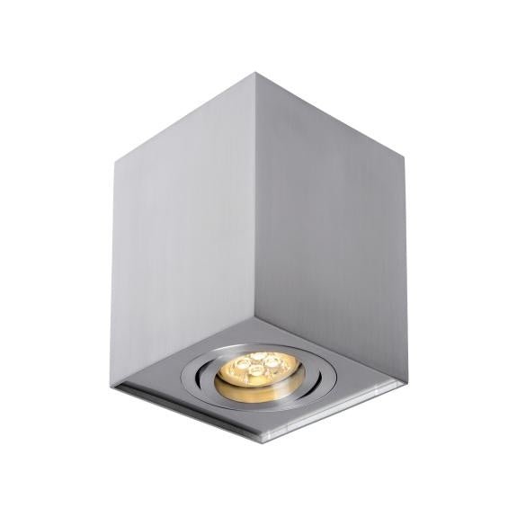 Faretto da soffitto LED quadrato Spectrum con attacco GU10, alluminio argento, design inclinabile per illuminazione flessibile, IP20