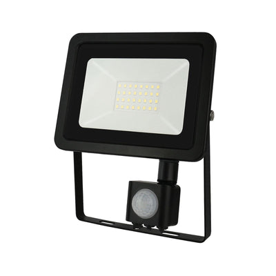 Spectrum LED floodlight with PIR sensor, 20W 230V 4000K 1820 lumens IP44 Black outdoor lighting