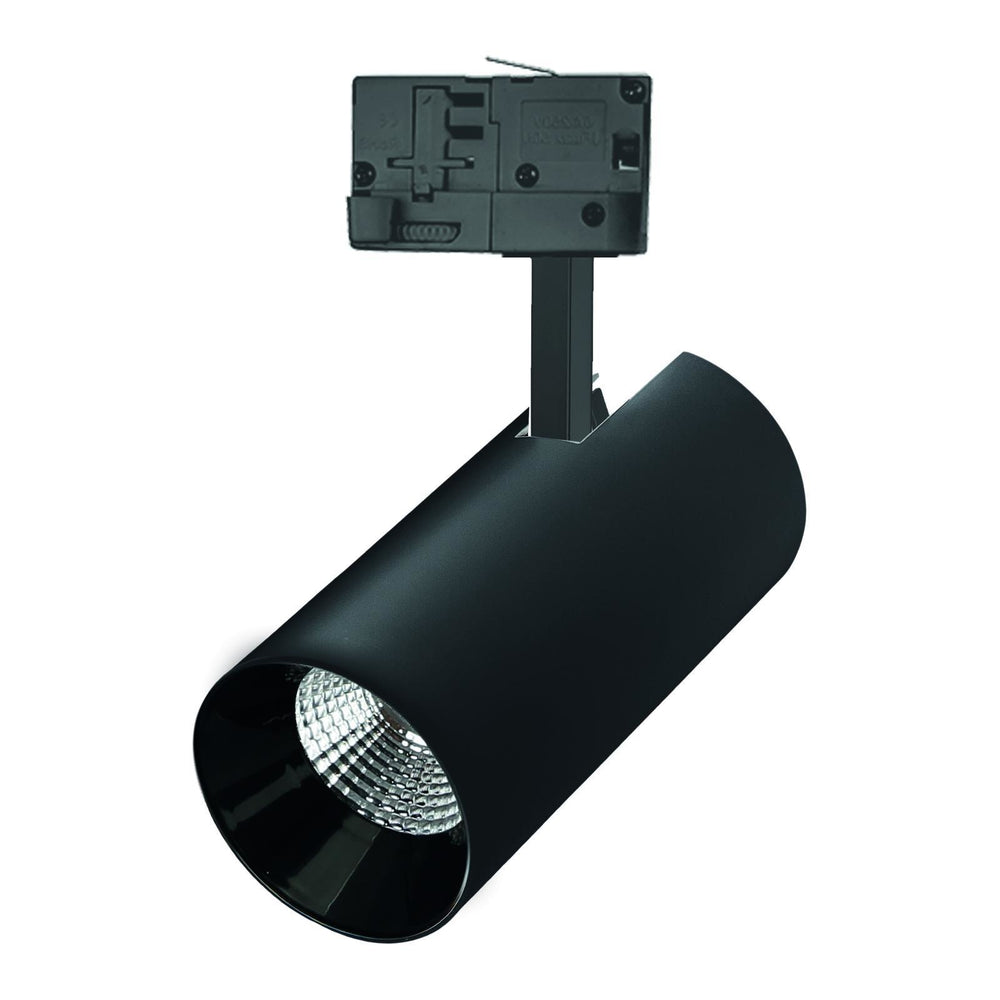 Faretto LED su Binario Spectrum Nero 3-Fasi 25W 4000K 2650 lumen Fascio 36° IP20 Corpo in Alluminio