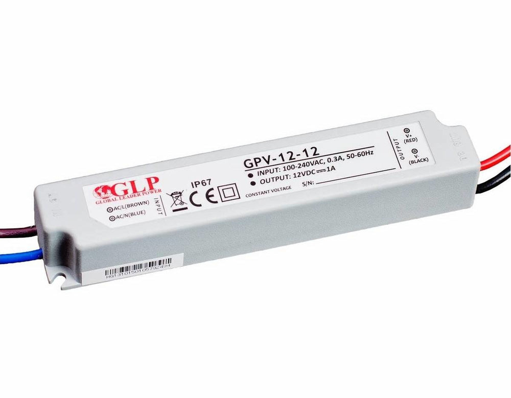Adattatore di alimentazione LED GLP 12V 12W 1A, driver impermeabile IP67 per illuminazione LED 12V