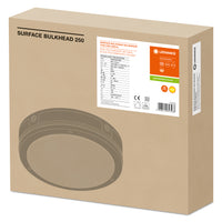 Lampada da Parete LED Bulkhead con Sensore, 10W 800 lumen, 3000K Bianco Caldo, IP65 IK10, Nero Ø250MM