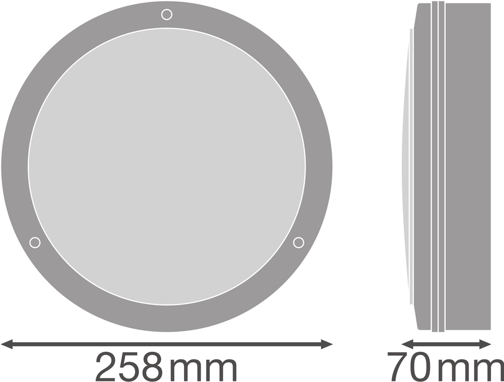 Lampada da Parete LED Bulkhead con Sensore, 10W 800 lumen, 3000K Bianco Caldo, IP65 IK10, Nero Ø250MM