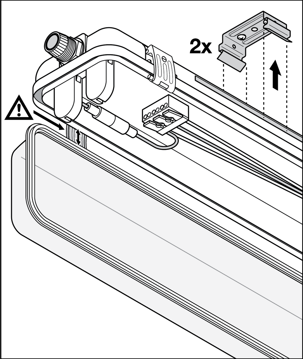 LED waterproof mounting batten, moisture-resistant housing for 1x150cm LED tube, durable performance