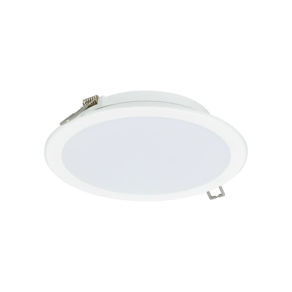 Philips LED downlight DN065B, metal white, 12W, warm white light, 120 lumens, wide 110° beam angle, cut-out size 150mm, ideal for cozy indoor lighting