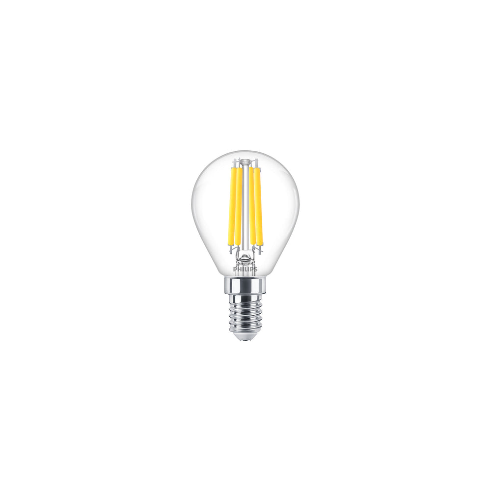 Lampadina Philips LED Lustre E14 P45 3.4W Equivalente 40W 2700K Bianco Caldo 470 lumen Trasparente CRI 90 Dimmerabile