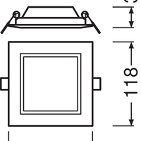 Ledvance Downlight Slim Square 6W 3000K Bianco Caldo LED da Incasso per Soffitto IP20 420 lumen Finitura Bianca