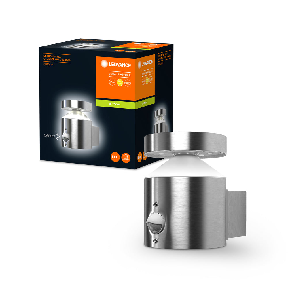 Ledvance ENDURA Style Cylinder Wall Sensor Lampada LED da esterno 6W 3000K Acciaio inossidabile IP44