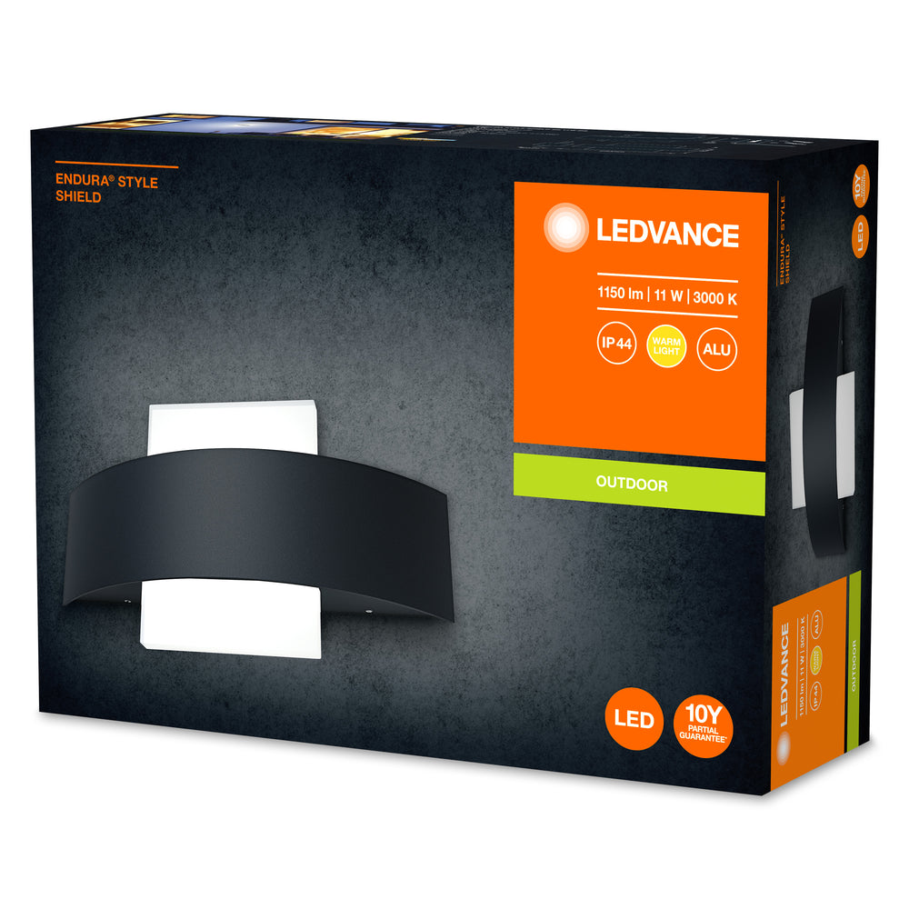 Ledvance ENDURA Style Shield Square Lampada da Parete LED 11W 3000K Grigio Scuro IP44 IK05 Esterno Montaggio a Superficie
