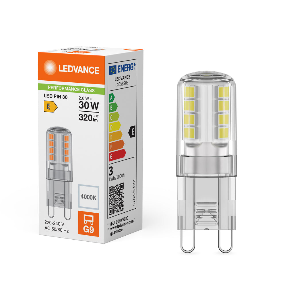 Lampadina a spillo Ledvance LED G9 2.6W 4000K Trasparente 320 lumen 220-240V 300° Non Dimmerabile Bianco Freddo