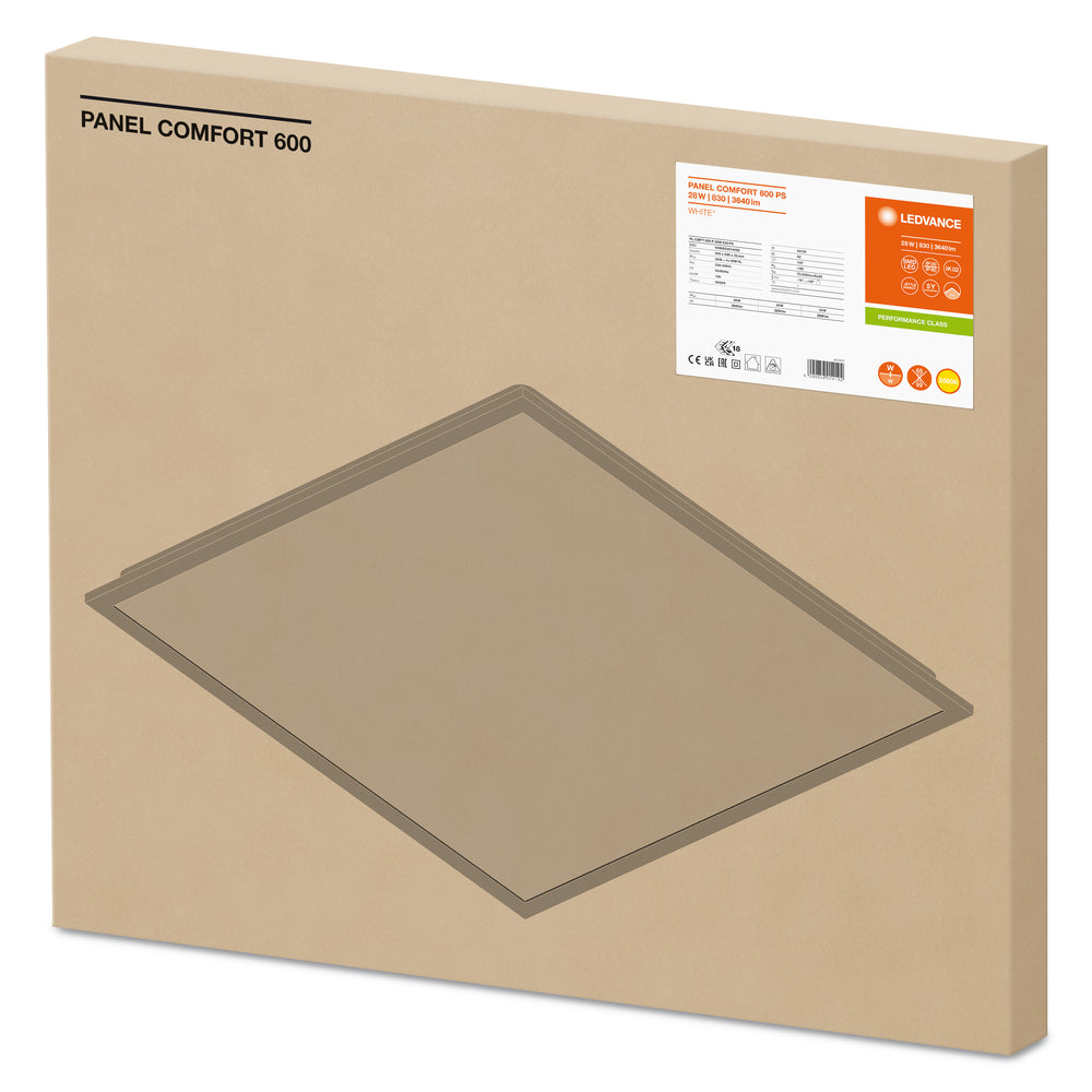 Ledvance Pannello LED Comfort 28W 4000K Alluminio Bianco, illuminazione da soffitto slim per uffici e abitazioni