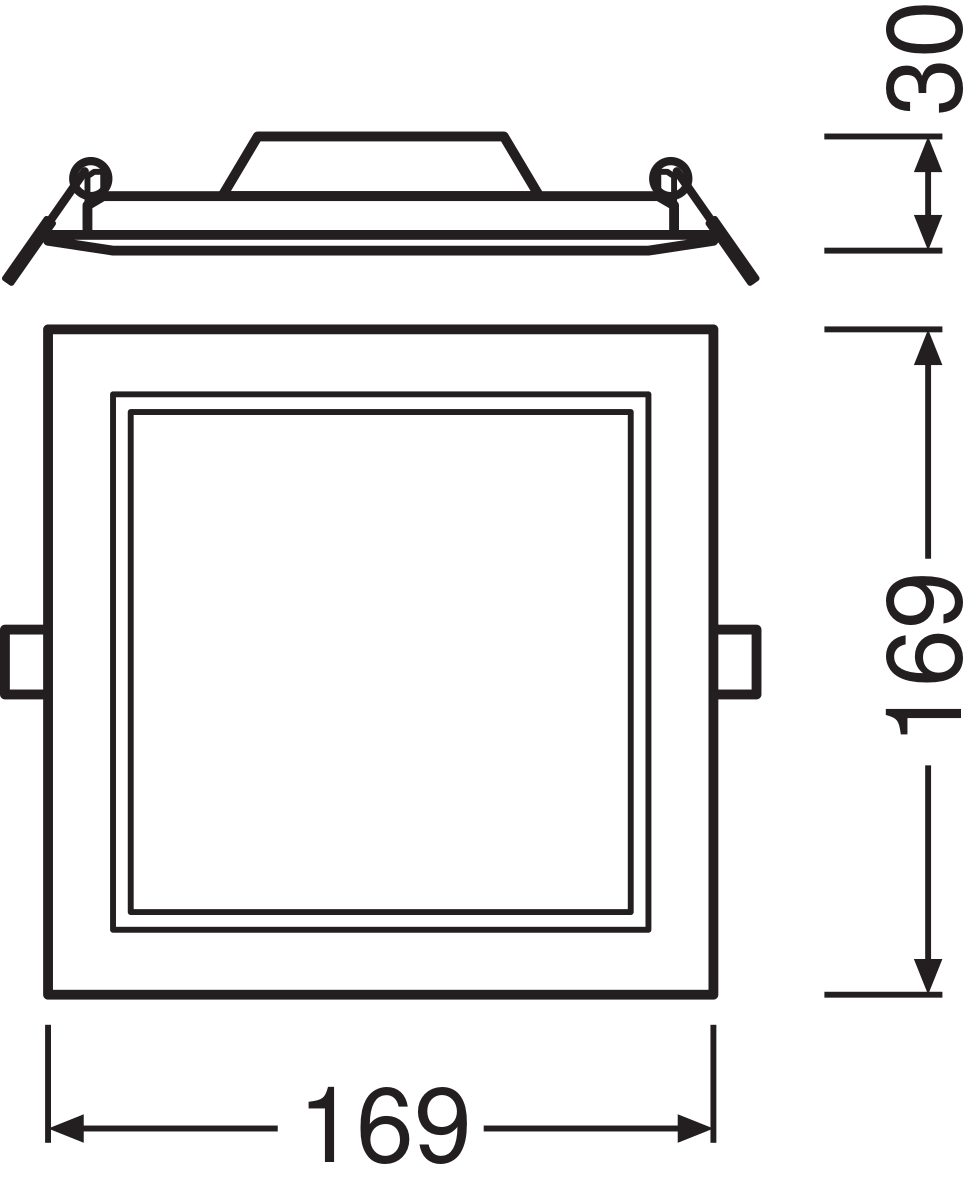 Ledvance Faretto LED slim quadrato da incasso 12W 6500K 1020 lumen Bianco IP20 169x169mm