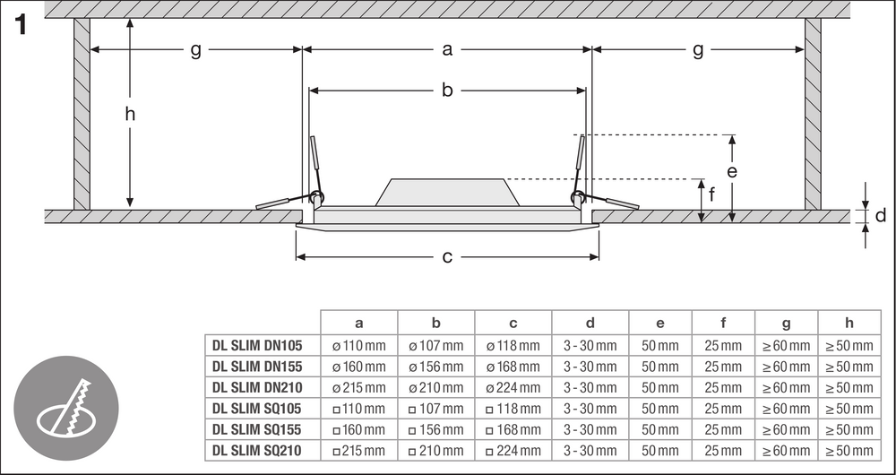 Ledvance Faretto LED slim quadrato da incasso 12W 6500K 1020 lumen Bianco IP20 169x169mm