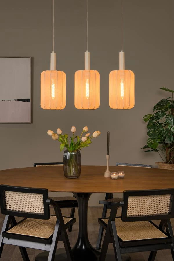 Lampada da terra LED Lucide CORINA, 3xE27, dimmerabile, paralume in tessuto regolabile, illuminazione da interno crema 185cm