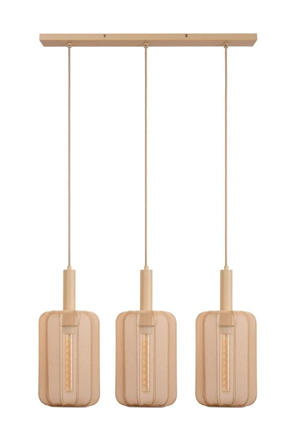 Lampada da terra LED Lucide CORINA, 3xE27, dimmerabile, paralume in tessuto regolabile, illuminazione da interno crema 185cm
