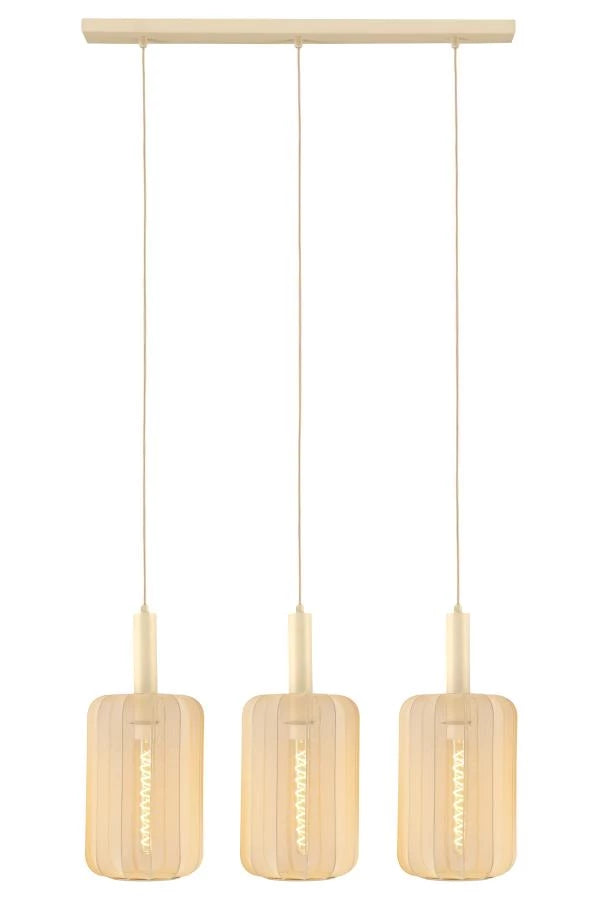 Lampada da terra LED Lucide CORINA, 3xE27, dimmerabile, paralume in tessuto regolabile, illuminazione da interno crema 185cm