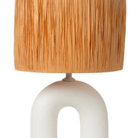 Lampada da tavolo LED Lucide Ronda con portalampada E27, paralume in rattan, base in ceramica, 28x28x45cm Bianco per uso interno