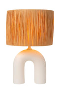 Lampada da tavolo LED Lucide Ronda con portalampada E27, paralume in rattan, base in ceramica, 28x28x45cm Bianco per uso interno