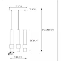 Lampada a sospensione LED Lucide margary 3x4W 2700K caffè 28cm dimmerabile