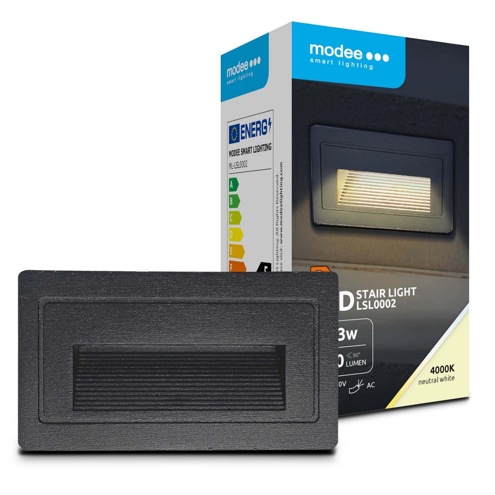 Modee luce LED per scale 3W 210 lumen 4000K IP65 incasso 103x45x58mm