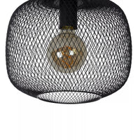 Lucide MESH ceiling light Ø30cm, E27 socket, metal cylinder design, matt black finish, IP20 indoor lighting