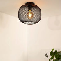 Lucide plafonniere MESH 30cm E27 fitting in black, excluding light source - ideal modern ceiling light for efficient LED lamp, IP20 rated, CE & RoHS certified, 220-240V, easy installation