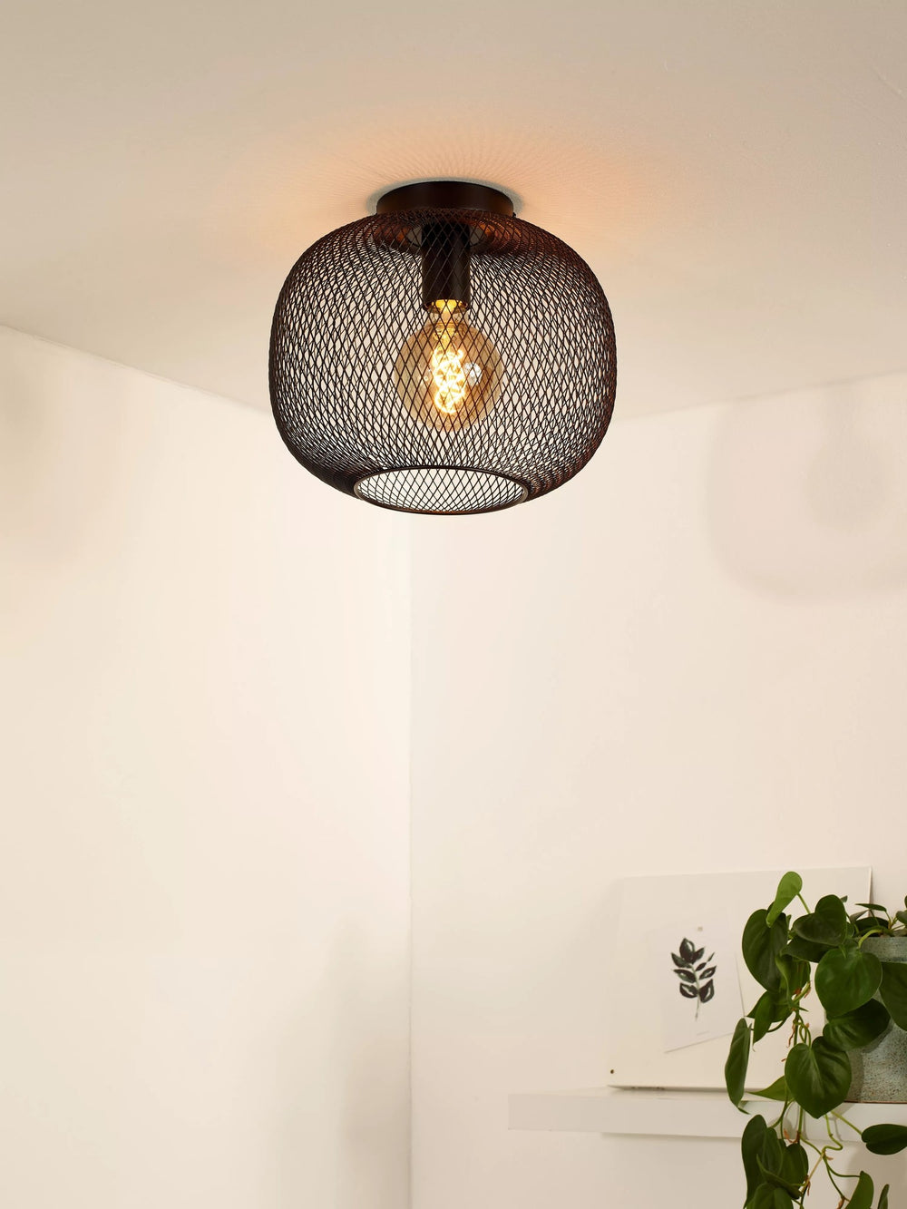 Lucide plafonniere MESH 30cm E27 fitting in black, excluding light source - ideal modern ceiling light for efficient LED lamp, IP20 rated, CE &amp; RoHS certified, 220-240V, easy installation