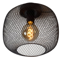 Lucide plafonniere MESH 30cm E27 fitting in black, excluding light source - ideal modern ceiling light for efficient LED lamp, IP20 rated, CE & RoHS certified, 220-240V, easy installation