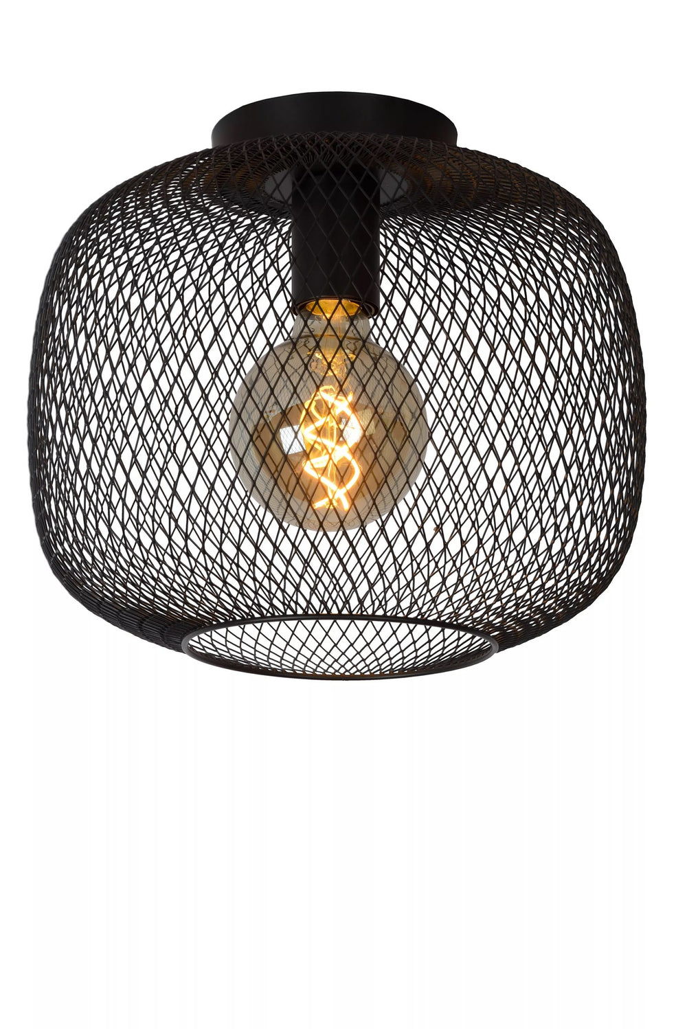 Lucide plafonniere MESH 30cm E27 fitting in black, excluding light source - ideal modern ceiling light for efficient LED lamp, IP20 rated, CE &amp; RoHS certified, 220-240V, easy installation