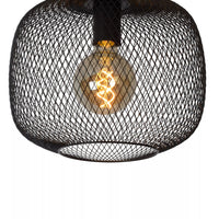 Lucide MESH ceiling light Ø30cm, E27 socket, metal cylinder design, matt black finish, IP20 indoor lighting