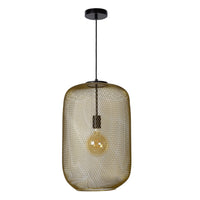 Lampada a sospensione Lucide MESH Ø35cm, attacco E27, metallo oro opaco, altezza regolabile, design cilindrico vintage