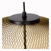 Lampada a sospensione Lucide MESH Ø35cm, attacco E27, metallo oro opaco, altezza regolabile, design cilindrico vintage