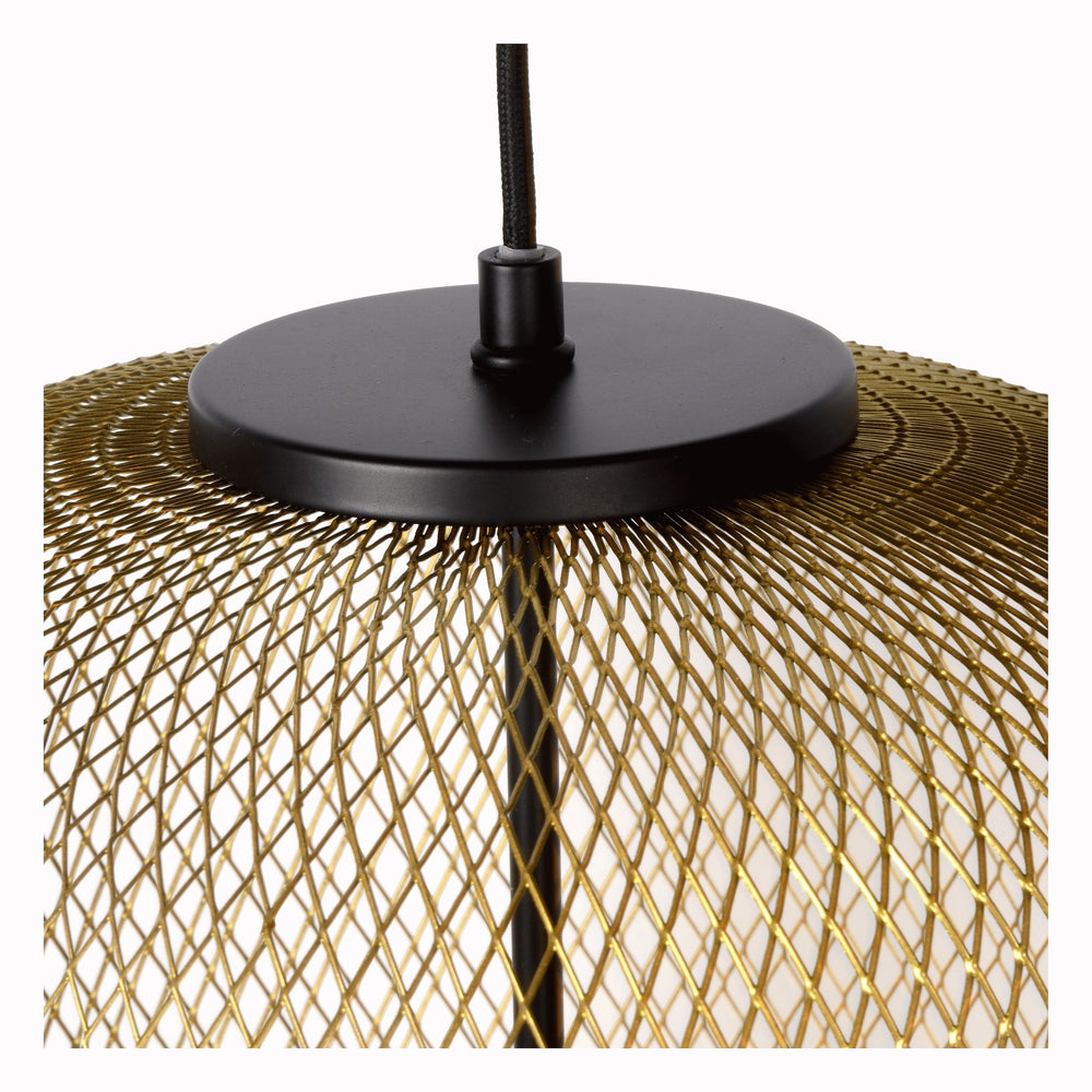 Lampada a sospensione Lucide MESH Ø35cm, attacco E27, metallo oro opaco, altezza regolabile, design cilindrico vintage