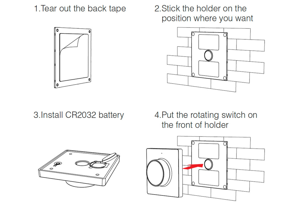 Tsong LED dimmer da parete wireless CCT Nero, IP20, 220-240V, certificato CE RoHS