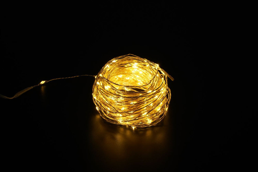 Modee LED Christmas String Light 100 LEDs 5m Copper Wire Warm White 3000K Battery Operated IP20 Indoor
