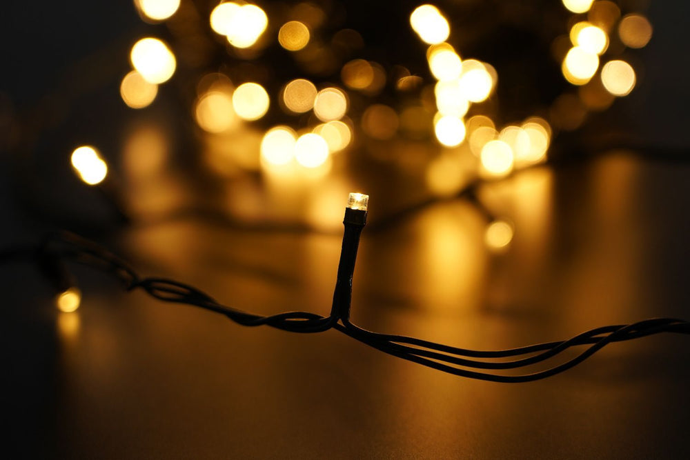 Modee LED Christmas String Light 100LED 10m Warm White 2550K IP44 Green Wire with Adapter Plug