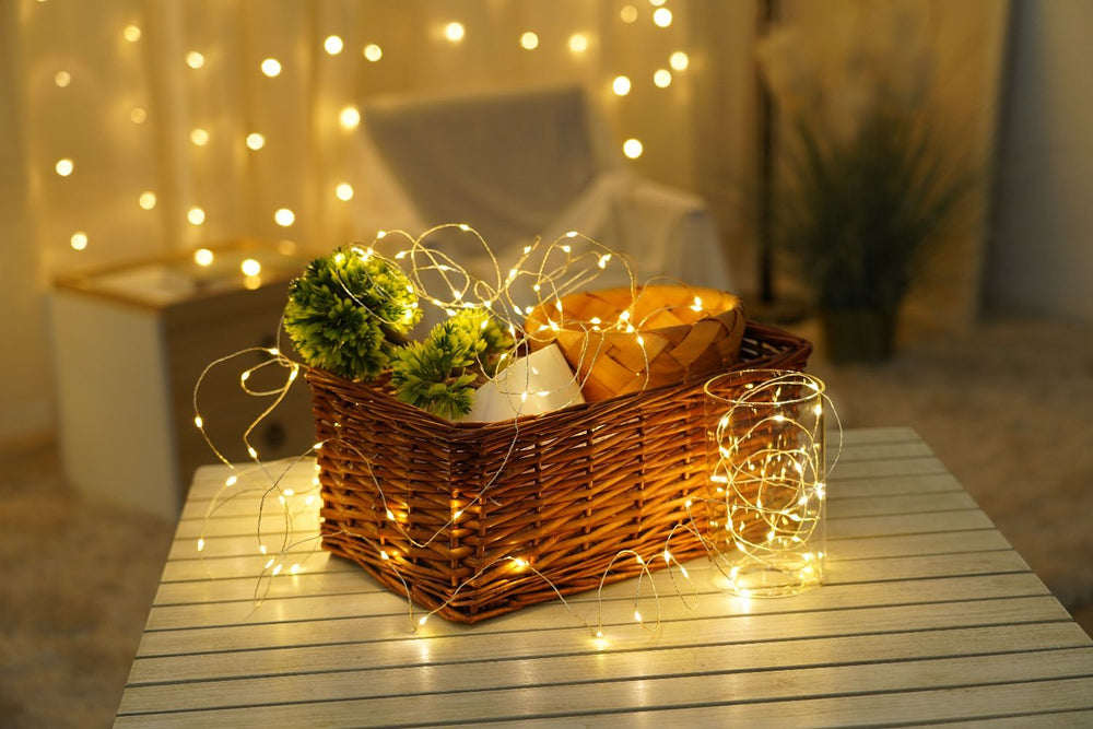 Modee Luci di Natale a stringa LED 5m 50LED 3000K bianco caldo filo di rame a batteria IP20 uso interno