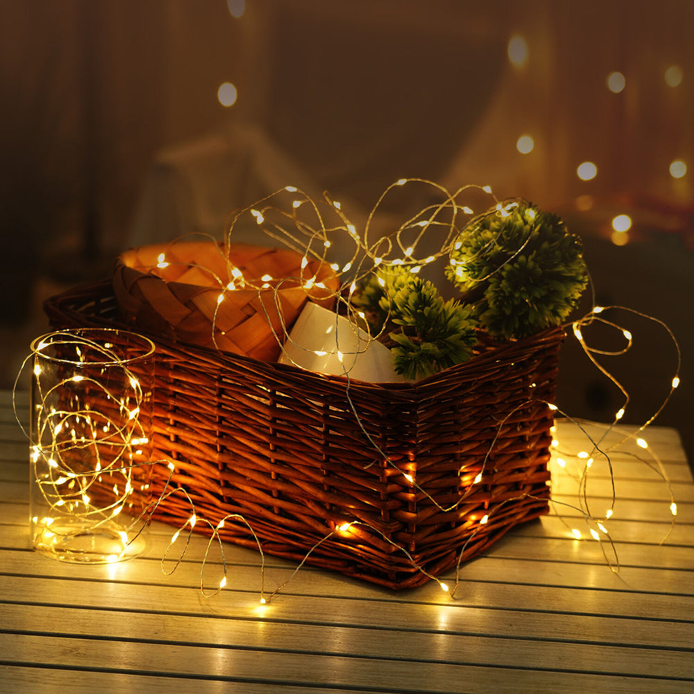 Modee LED Christmas String Light Copper Wire 100LED 10m Warm 3000K Battery Powered IP20 Indoor