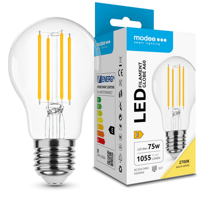 Lampadina Modee LED Filament A60 8W E27 2700K 1055 lumen 360° Non Dimmerabile Globo in Vetro