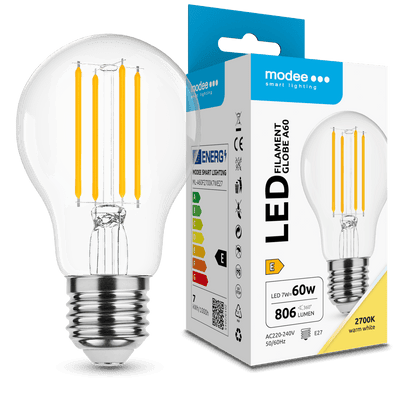 Modee LED Filament Bulb A60 7W E27 2700K 806 lumens 360° Glass Non Dimmable
