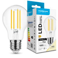 Modee Lampadina LED Filamento A60 8W E27 4000K 1055 lumen 360° Dimmerabile Vetro IP20