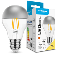 Modee Lampadina LED Filamento A60 E27 4W 2700K 400 lumen 320° Vetro Top Argento Non Dimmerabile