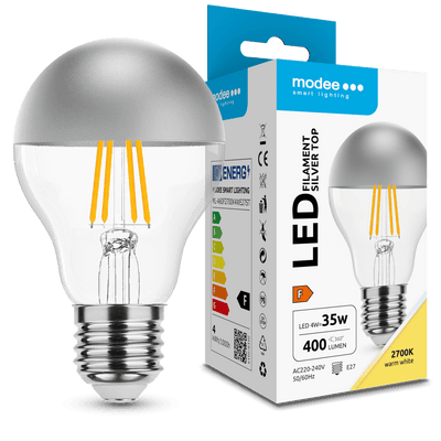Modee LED Filament Bulb A60 E27 4W 2700K 400 lumens 320° Silver Top Glass Non-Dimmable