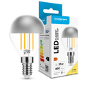 Lampadina a filamento LED Modee G45 Silver Top 4W E14 2700K 400 lumen 320° vetro bianco caldo cromo