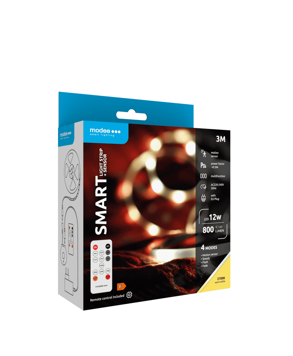 Modee Striscia LED Smart 12W IP20 2700K 800 lumen 3M con telecomando e sensore di movimento