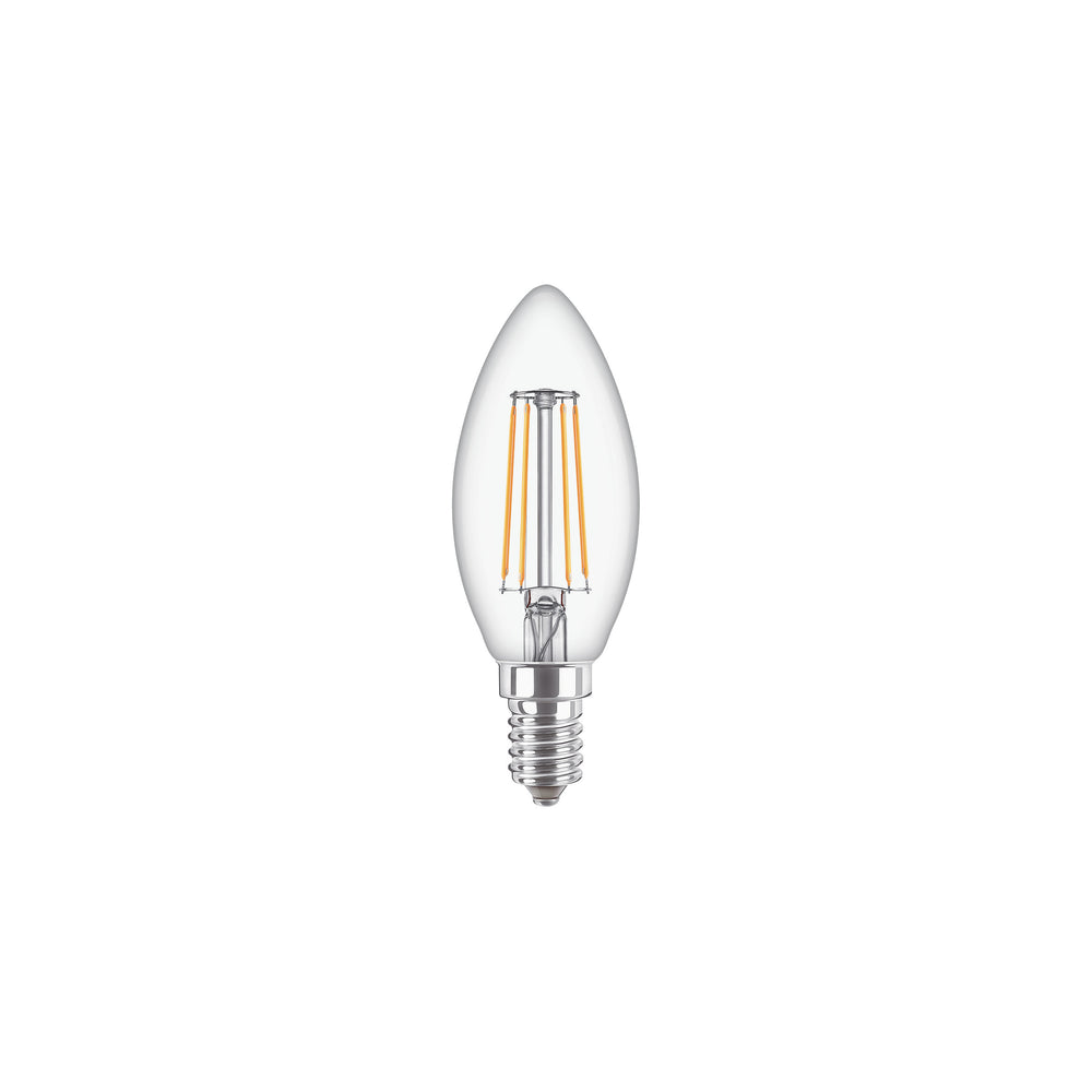 Philips CorePro LED Candle E14 4.3W 2700K Clear B35 470 lumens non-dimmable warm white bulb