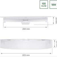Plafoniera LED Spectrum rotonda 18W sostituisce 105W, 3000K, 2200 lumen, IP20, CRI >80, angolo di radiazione 110°