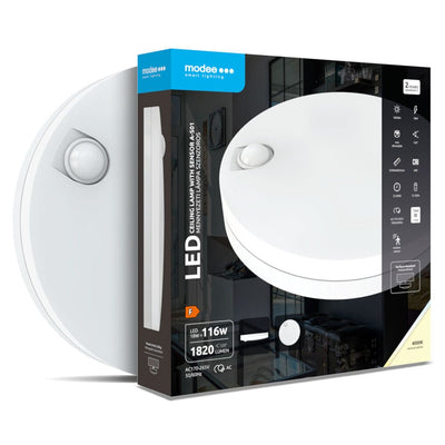 Plafoniera LED Modee con sensore PIR, 18W, 4000K, 300x62mm, illuminazione interna a risparmio energetico