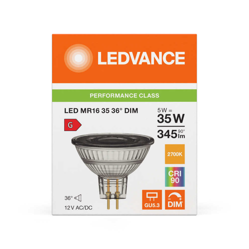 Faretto LED Performance GU5.3 MR16 5W 345 lumen 2700K dimmerabile 36D sostituisce 35W
