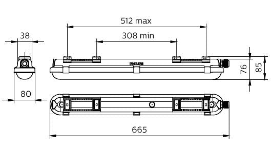 Philips CoreLine WT120C G2 luce LED impermeabile 15W 1900 lumen 4000K IP65 IK08 220-240V 665mm Grigio